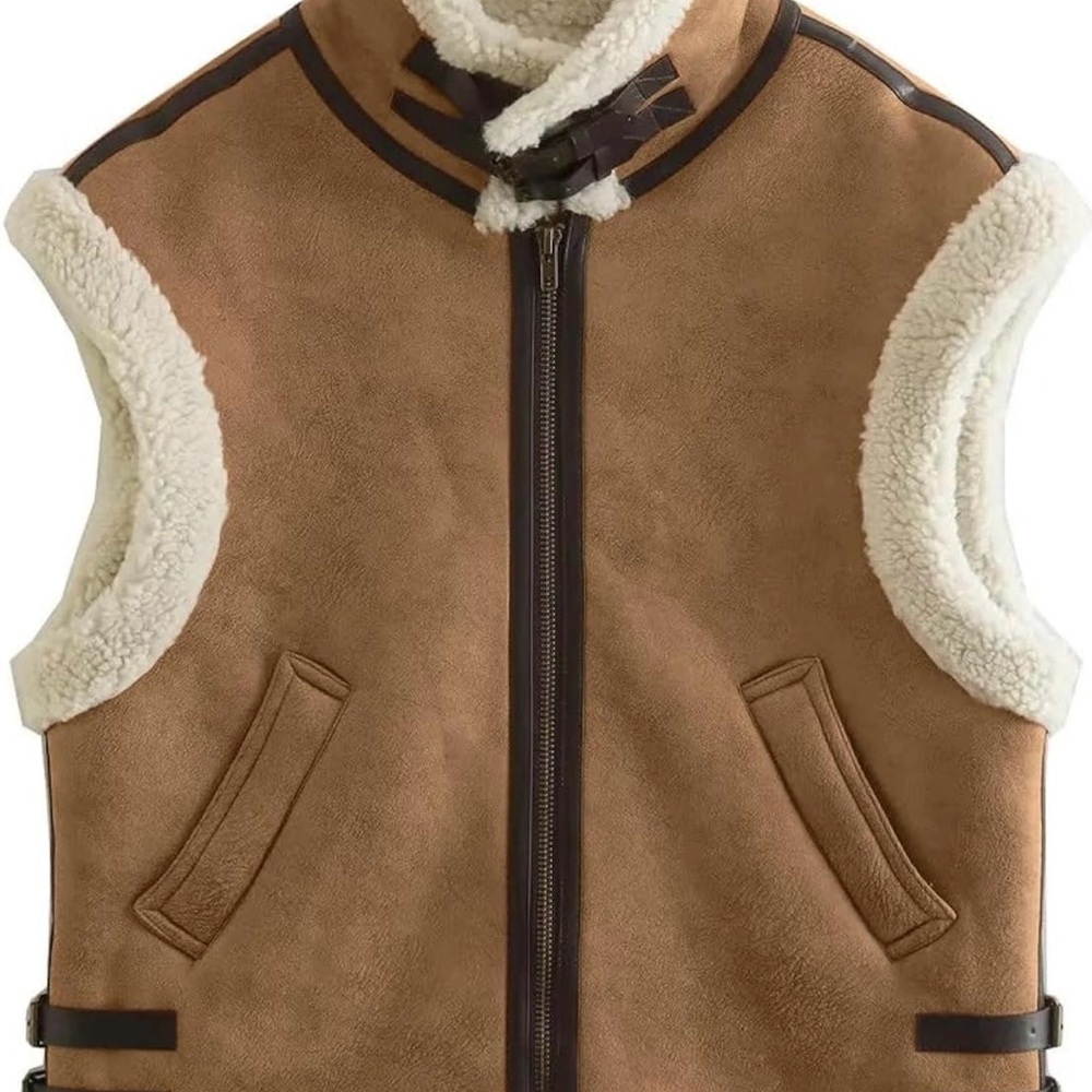 NWOT - Lambwool Lined Suede Vest